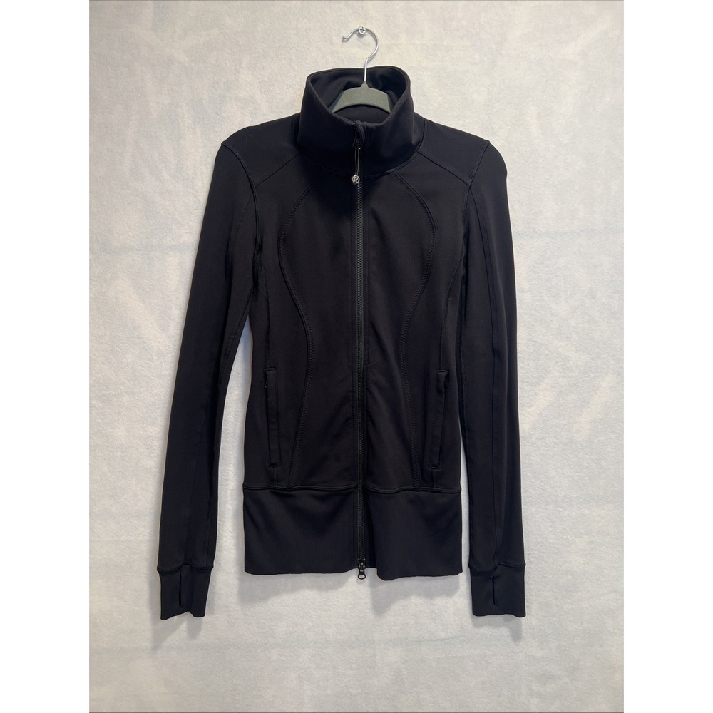 Lululemon Nice‎ Asana Jacket Full Zip Black Women's Size 2-4 Yoga Run